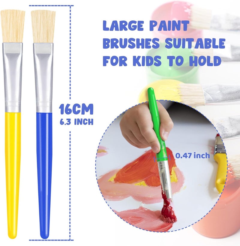 Joyooss Paint Brushes for Kids, 12 Pcs Flat Toddler Large Paint Brushes Set, Easy to Clean & Grip Washable No Shed Hog Bristle Painting Brush Kits for Watercolor, Acrylic, Gouache, Ink, Art Supplies - Image 3
